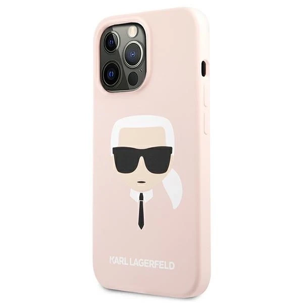 Etui Karl Lagerfeld KLHCP13XSLKHLP pre iPhone 13 Pro Max 6,7" ružové pevné puzdro Silikónová Karl`s Head